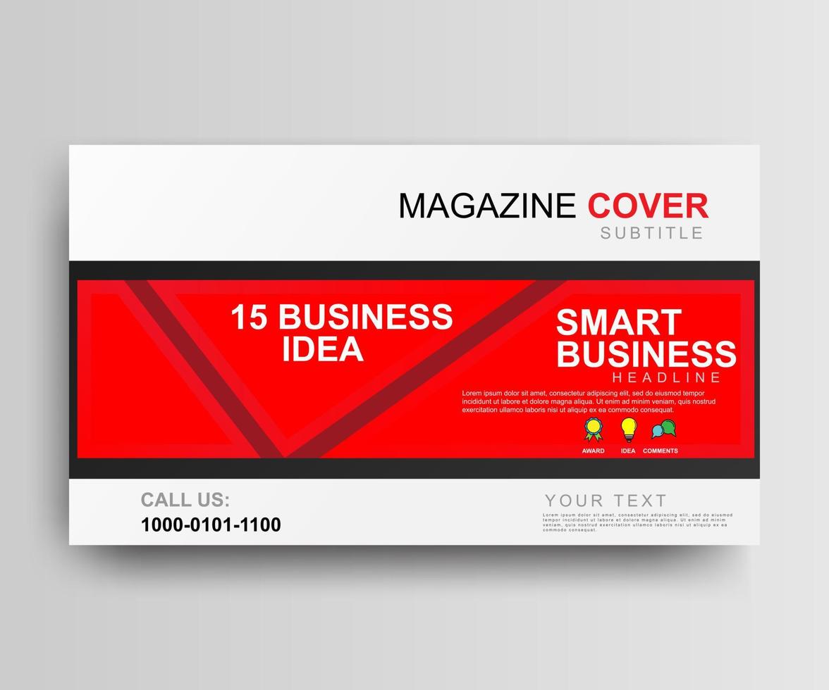 Red magazine style cover template design. Brochure blank vector. vector