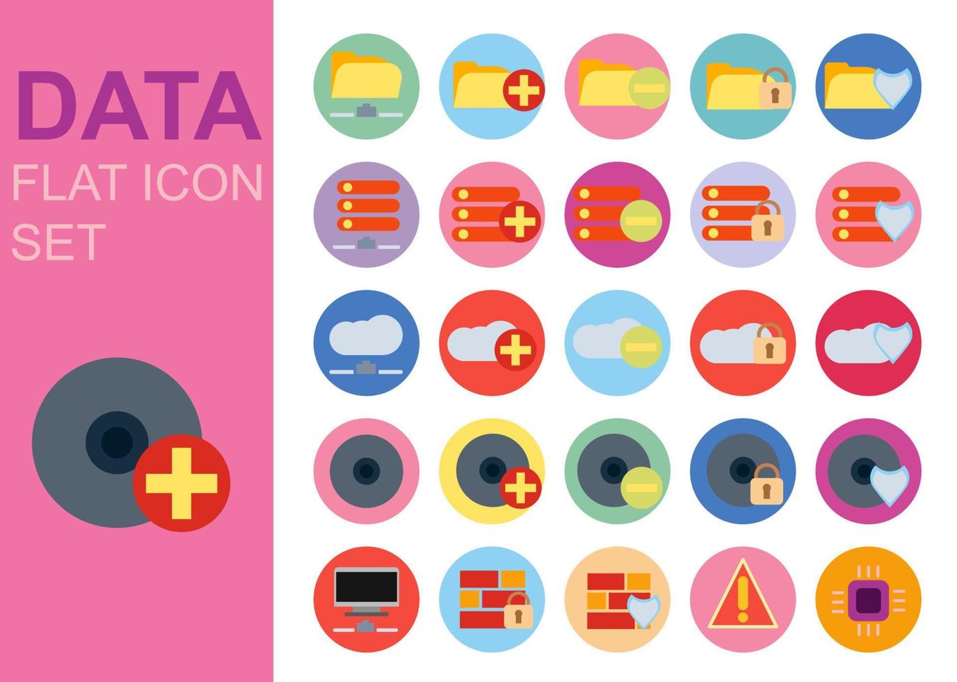 proteger los datos iconos de tecnología plana universal establecer diseño de ilustración vectorial. aplicación de símbolo de red web vector