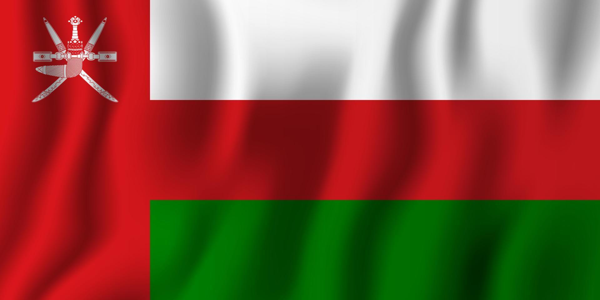 Ilustración de vector de bandera ondeante realista de Omán. símbolo de fondo del país nacional. día de la Independencia