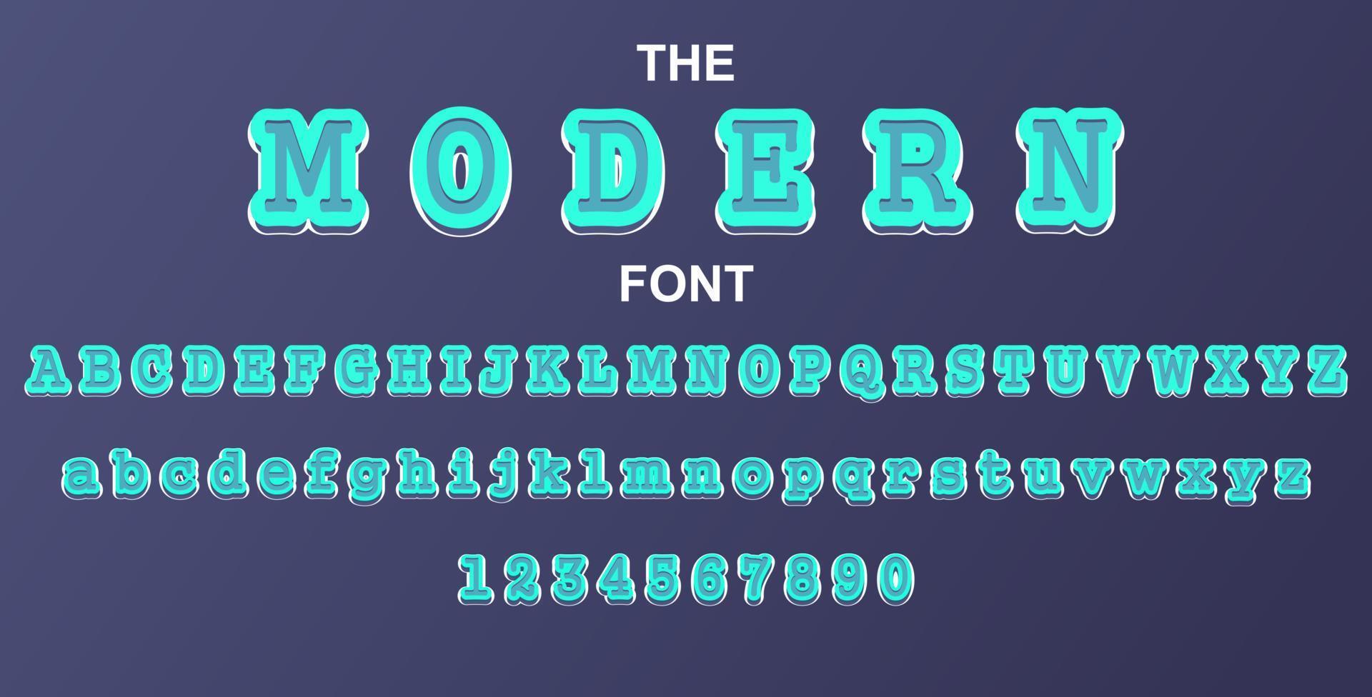 fuente moderna y alfabeto con números. diseño de letras de tipografía vectorial. vector