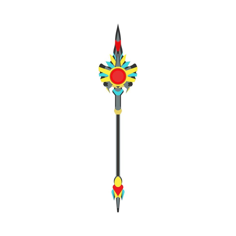 Scepter vector illustration crown king royal isolated. Cartoon power background design. Medieval gold red icon