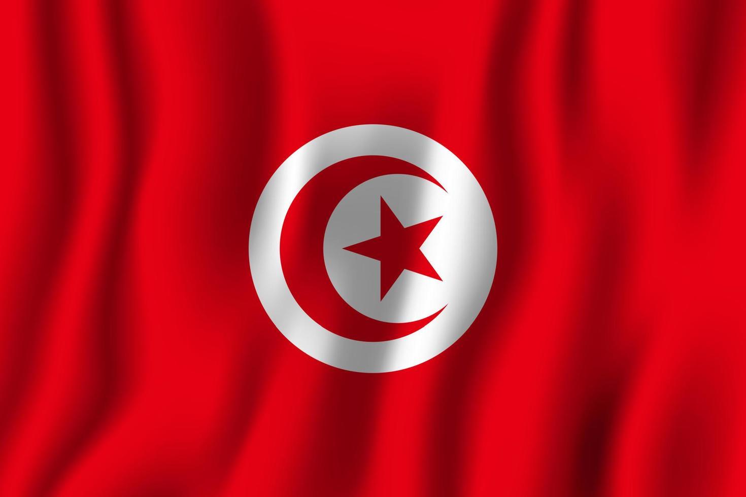 Tunisia realistic waving flag vector illustration. National country background symbol. Independence day