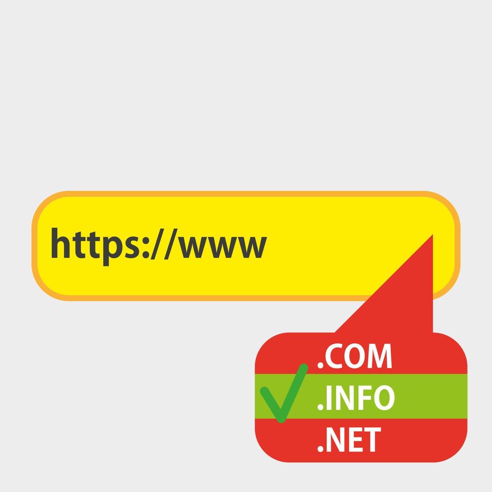 Domain checker website process demo. Analytics design research business illustration icon vector. Online technology network. Site information flat concept hosting. www button speech shape internet vector