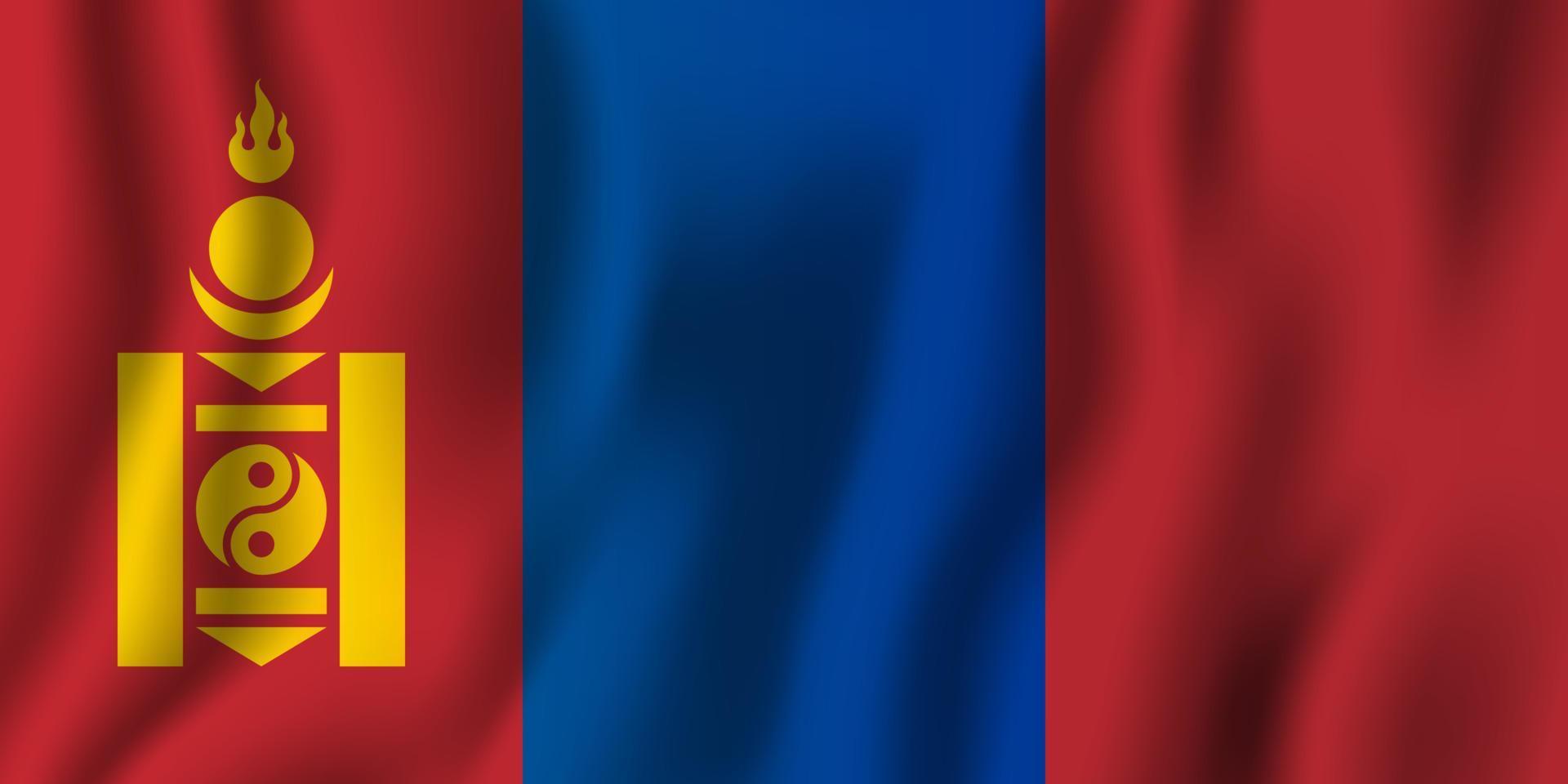 Mongolia realistic waving flag vector illustration. National country background symbol. Independence day