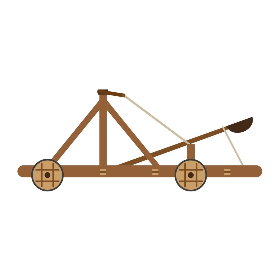 Catapult vector medieval icon illustration isolated wooden old war white weapon ancient siege cartoon