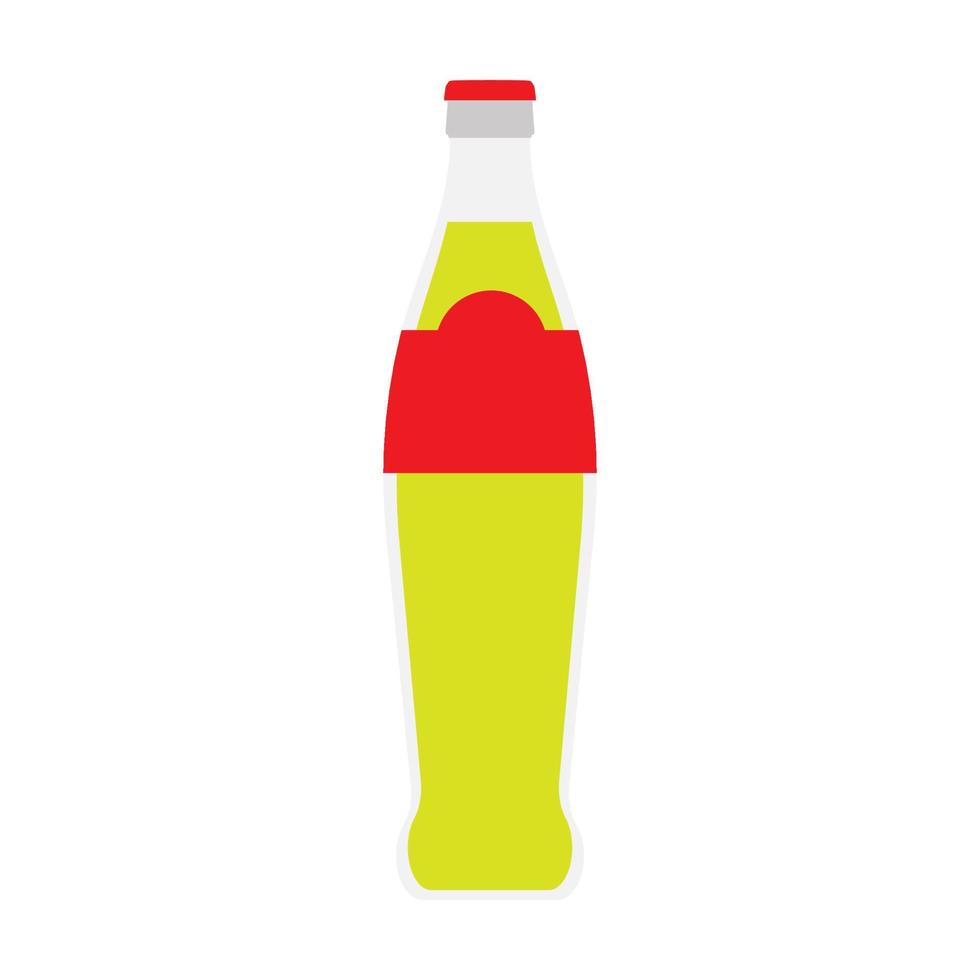 Beber soda vidrio vector líquido cóctel gráfico. botella de frescura de contenedor de verano transparente fresco. bebida de fiesta de energía plana. restaurante primer plano producto alimenticio limonada. icono de plantilla de frío rojo