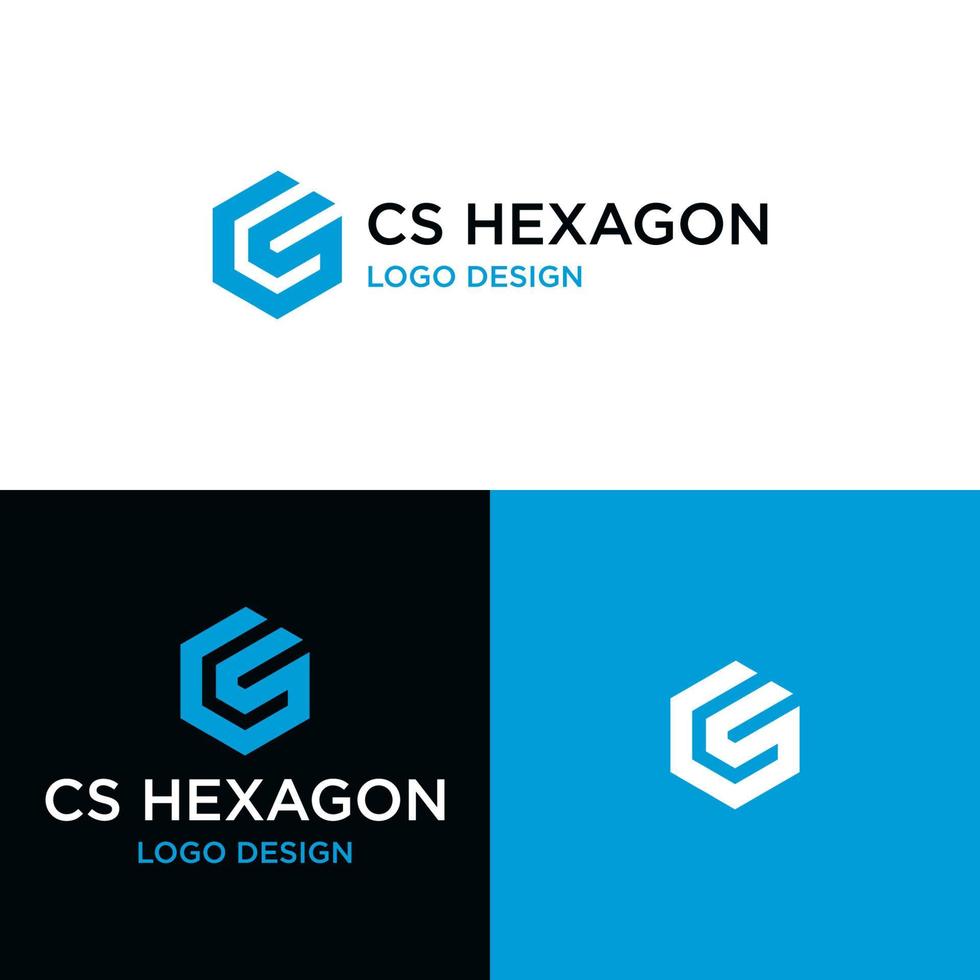 vector de diseño de logotipo hexagonal cs