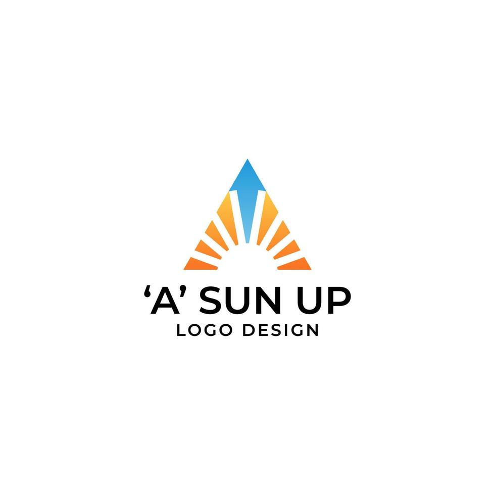 diseño inicial del logotipo 'a', pico, montaña y sol vector