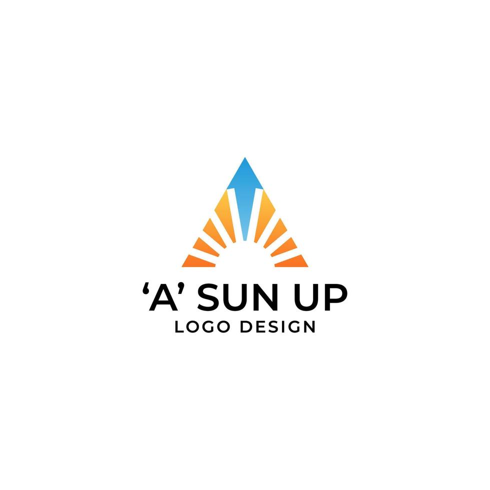 INITIAL 'A', PEAK, MOUNTAIN, AND SUN UP LOGO DESIGN vector