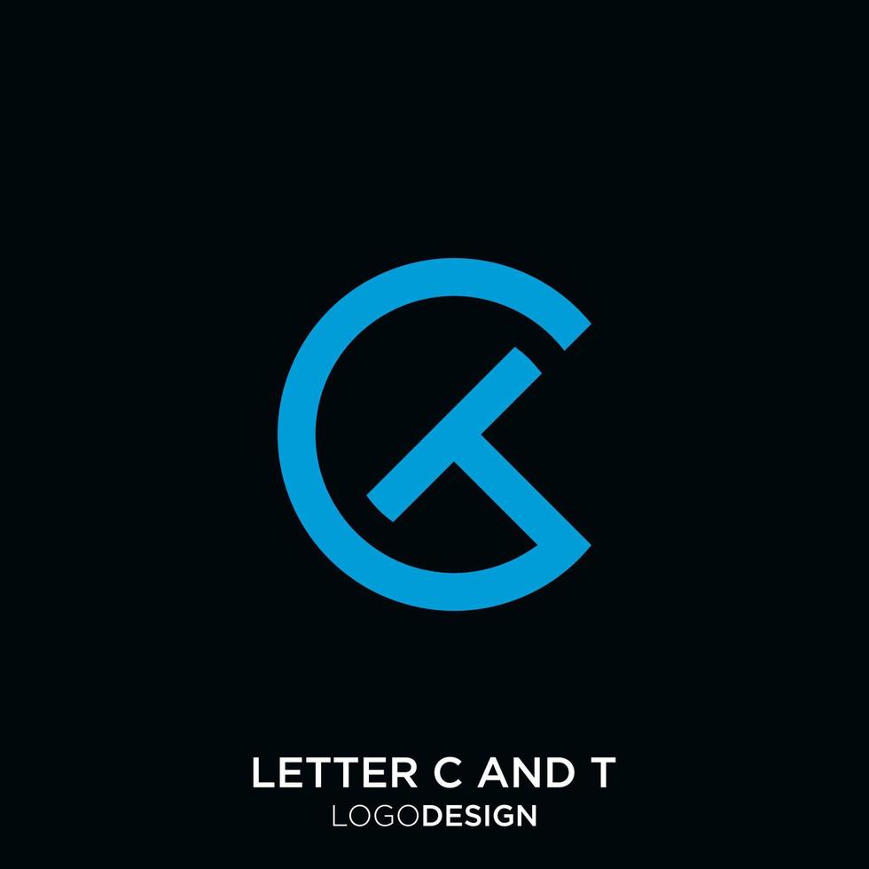 CT INITIAL LOGO DESIGN VECTOR