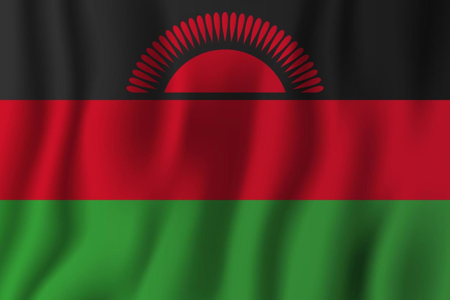 Ilustración de vector de bandera ondeante realista de malawi. símbolo de fondo del país nacional. día de la Independencia
