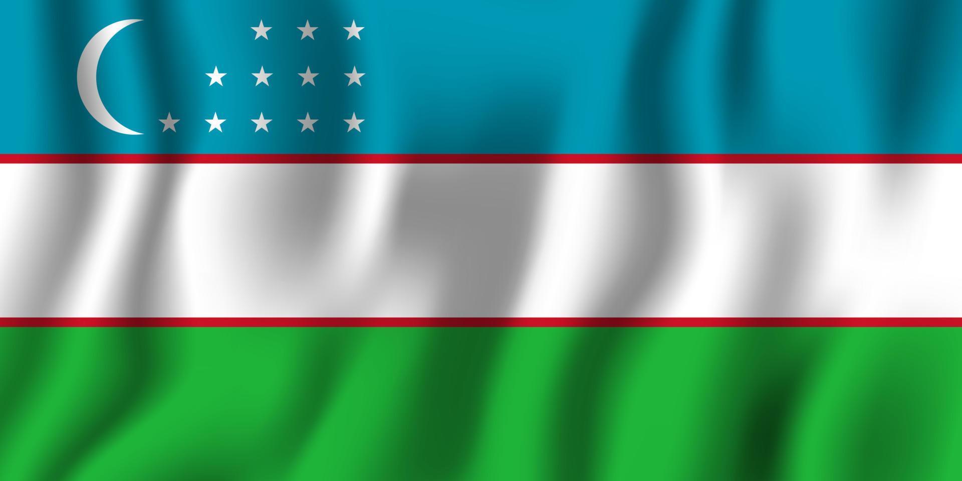 Uzbekistan realistic waving flag vector illustration. National country background symbol. Independence day