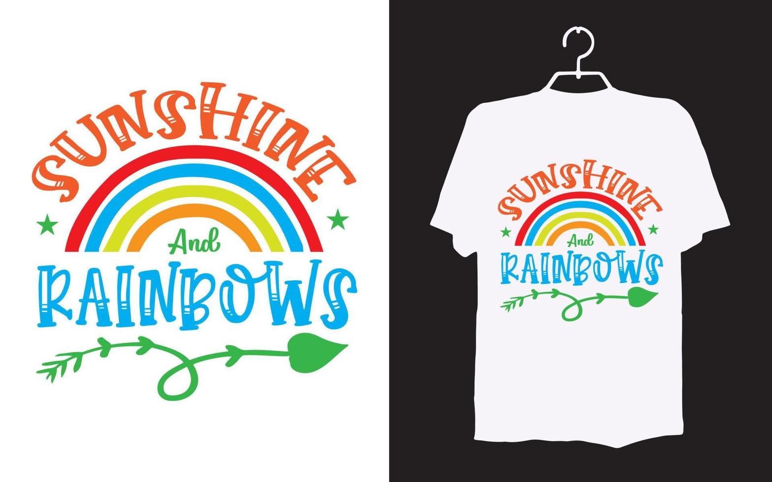 Print rainbow t-shirt design vector