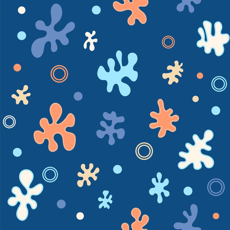 Abstract pattern with wavy small rounded shapes on a blue background. vector