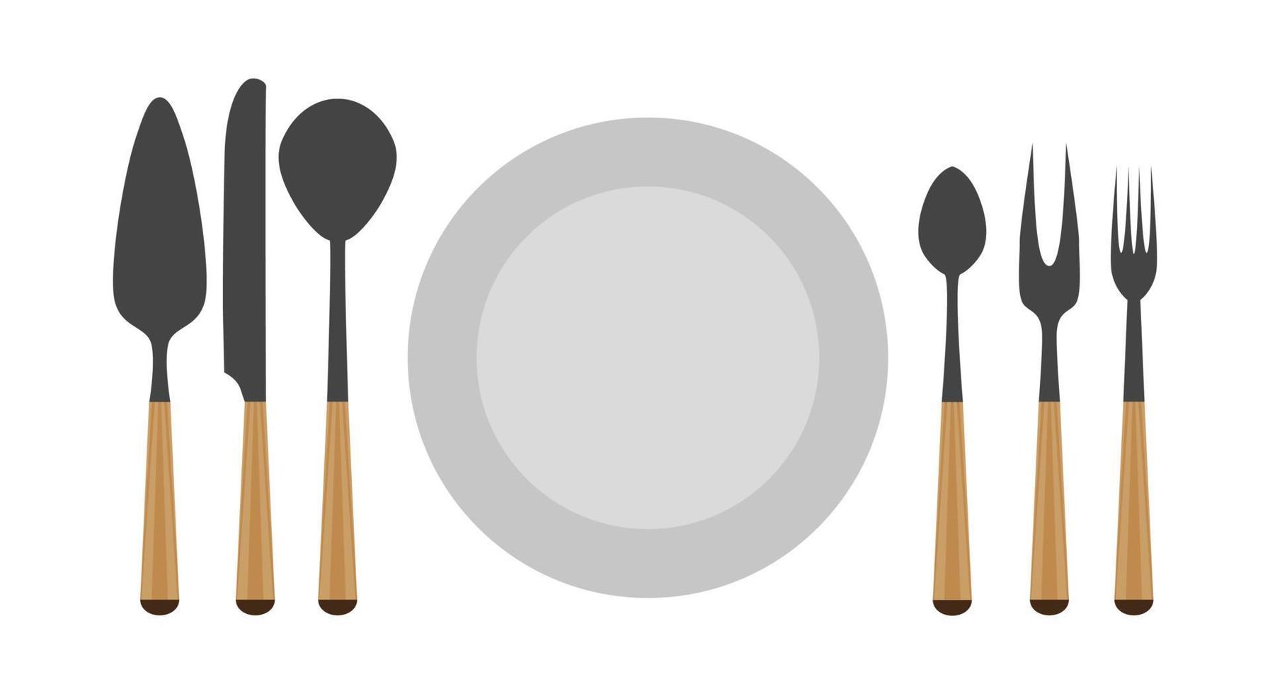 Cutlery set fork vector spoon knife isolated kitchen illustration plate table dinner icon restaurant