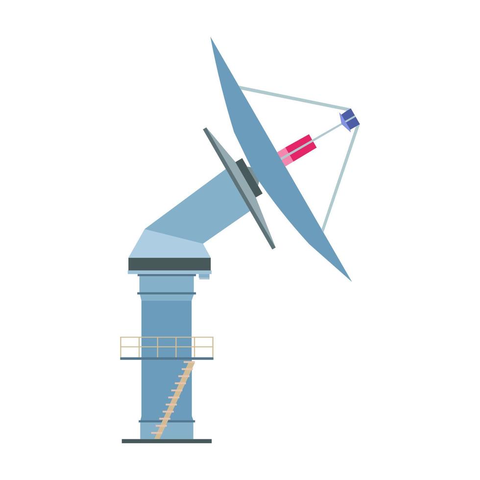 Ilustración de radar de antena de icono de vector de antena parabólica. espacio de señal inalámbrica de tecnología de comunicación de radio aislado. receptor de internet