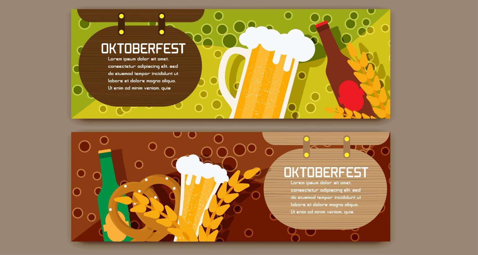 Fondo de banner de decoración tradicional de celebración de oktoberfest. tarjeta de invitación de carnaval de vector de ilustración de cerveza de vidrio bávaro. concepto de plantilla de fiesta festival alemán