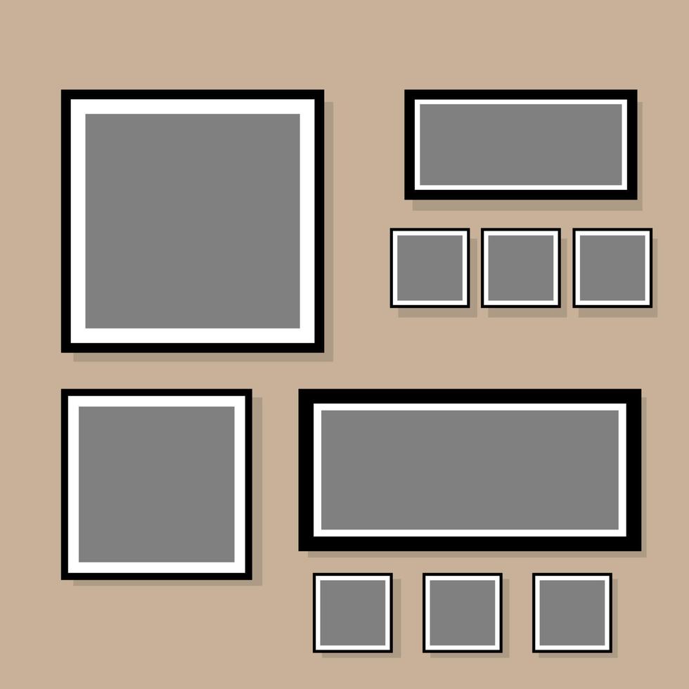 Photo frame collage blank set with flat design vector illustration