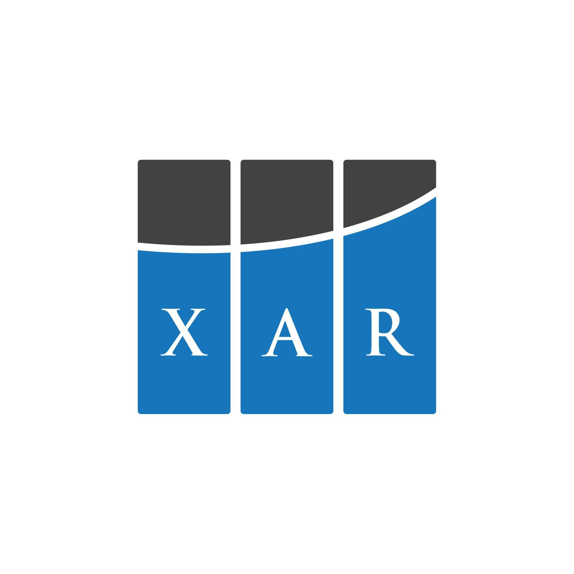 XAR letter logo design on white background. XAR creative initials