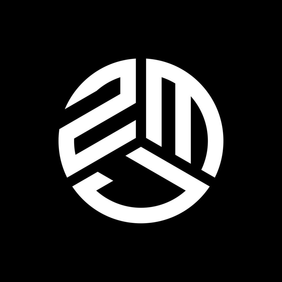 ZMJ letter logo design on black background. ZMJ creative initials