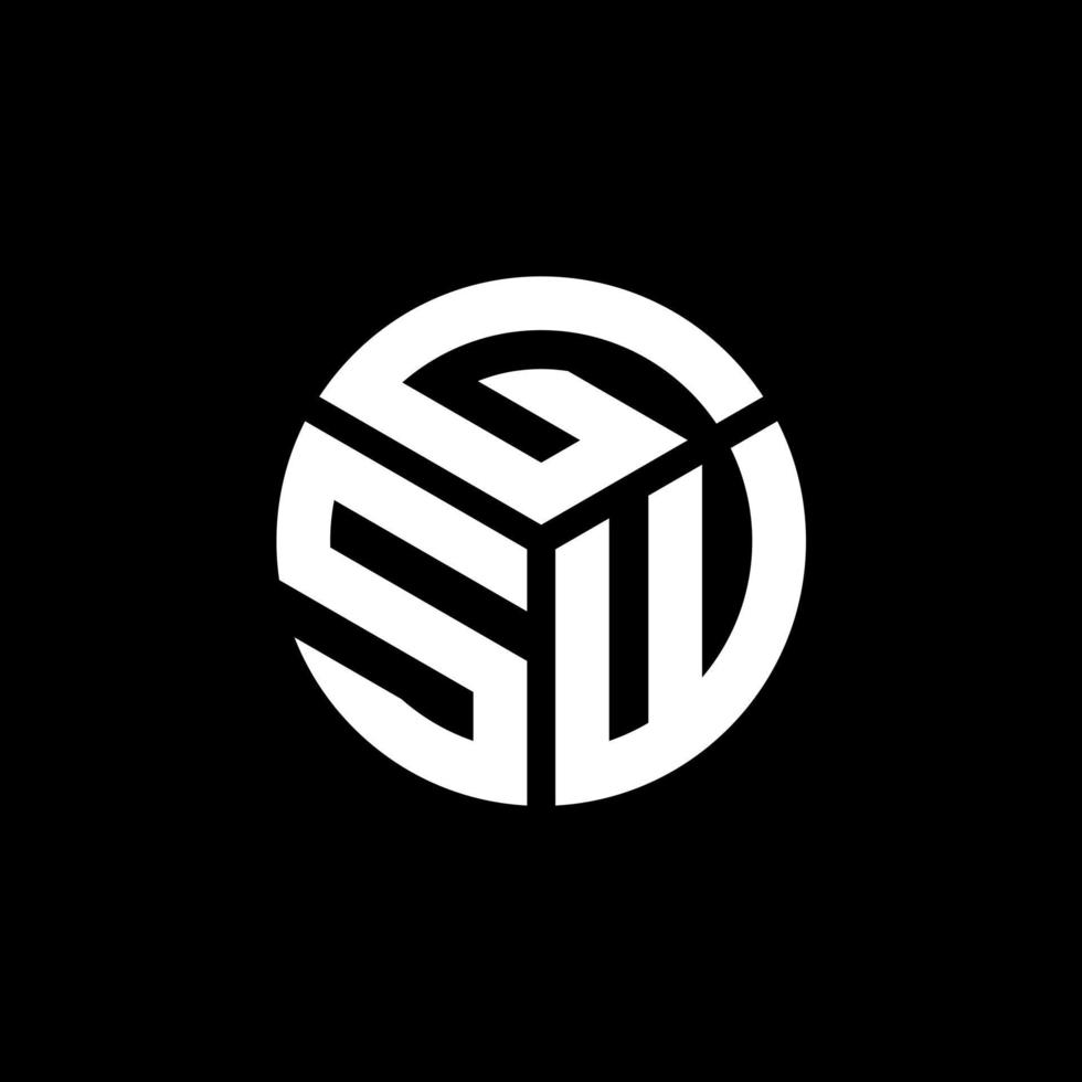 GSW letter logo design on black background. GSW creative initials letter logo concept. GSW letter design. vector