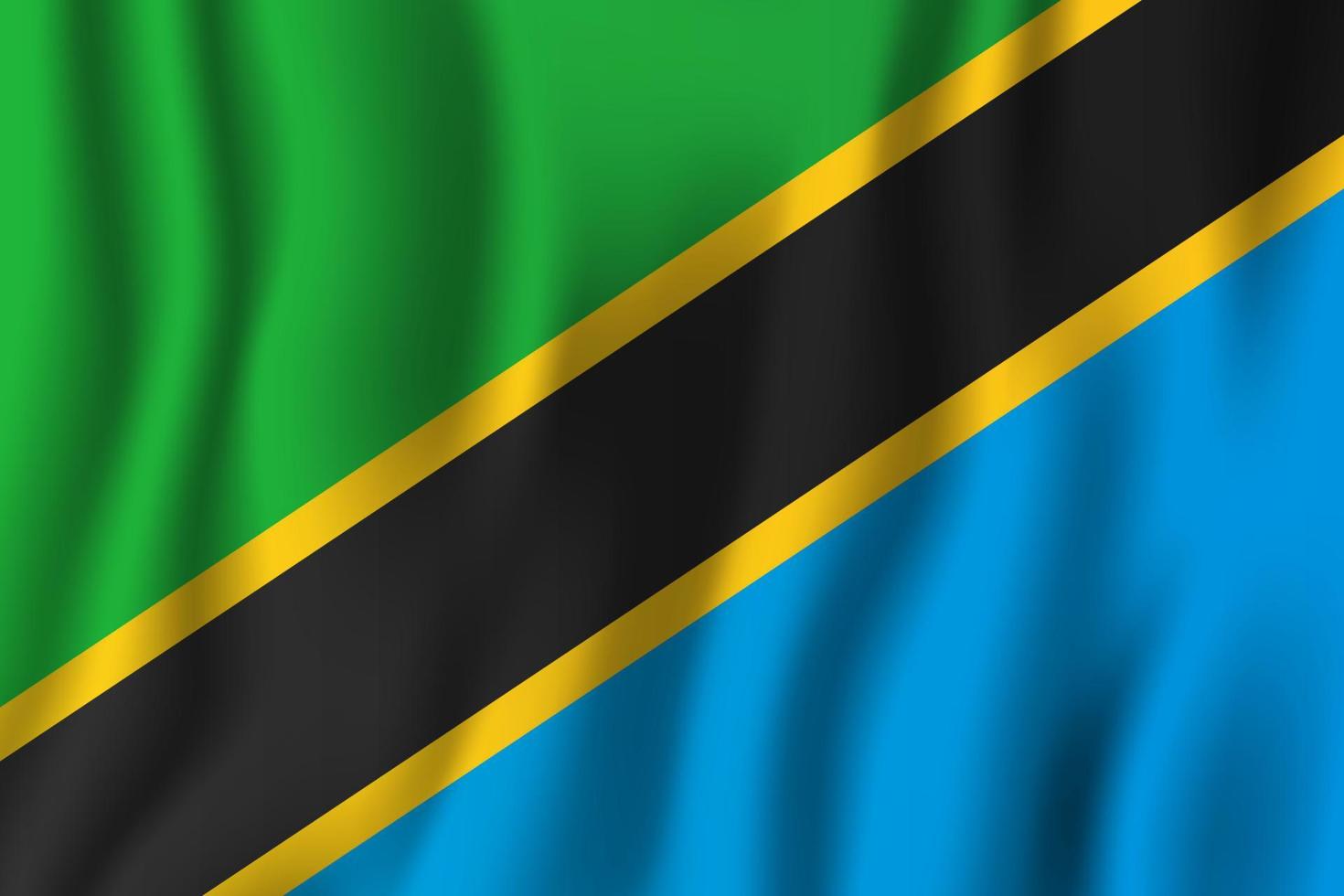 Ilustración de vector de bandera ondeante realista de tanzania. símbolo de fondo del país nacional. día de la Independencia