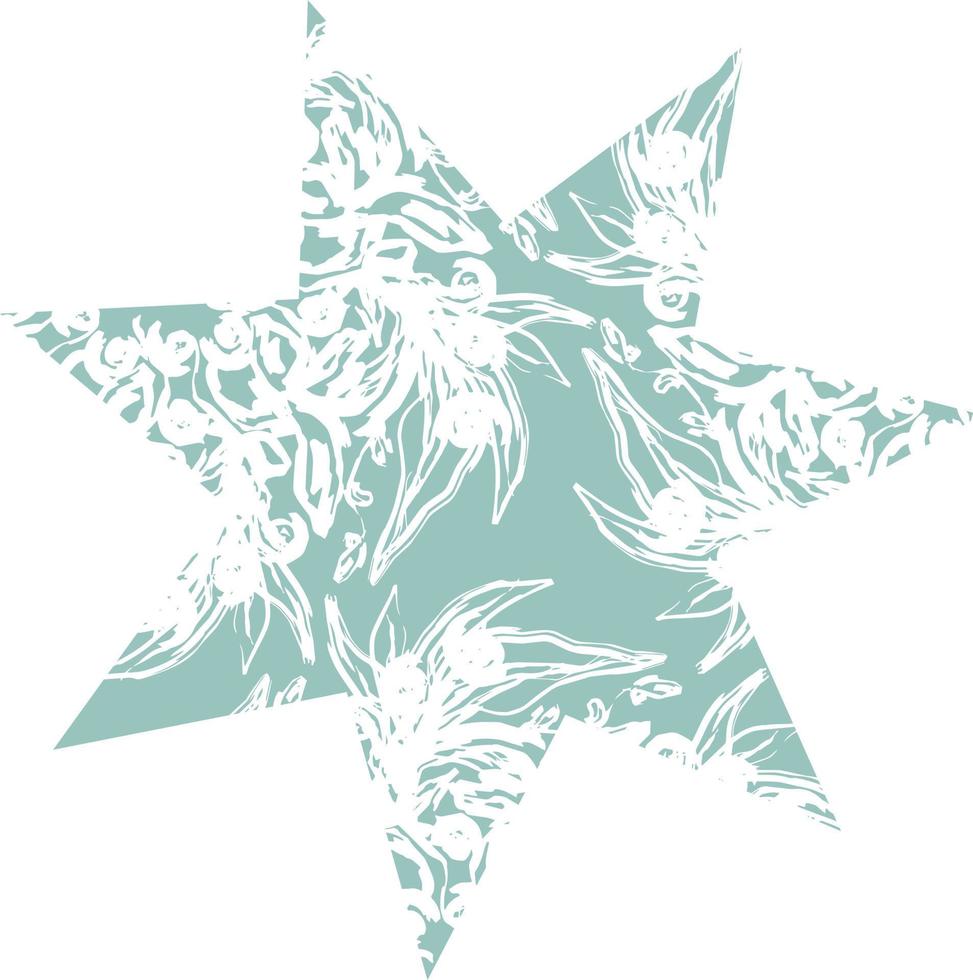 delicate openwork star with carved botanical motifs vector pattern