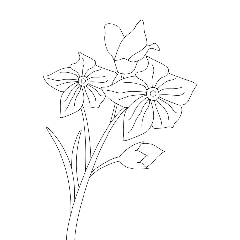 pencil line drawing silhouette isolated abstract blossom flower design vector