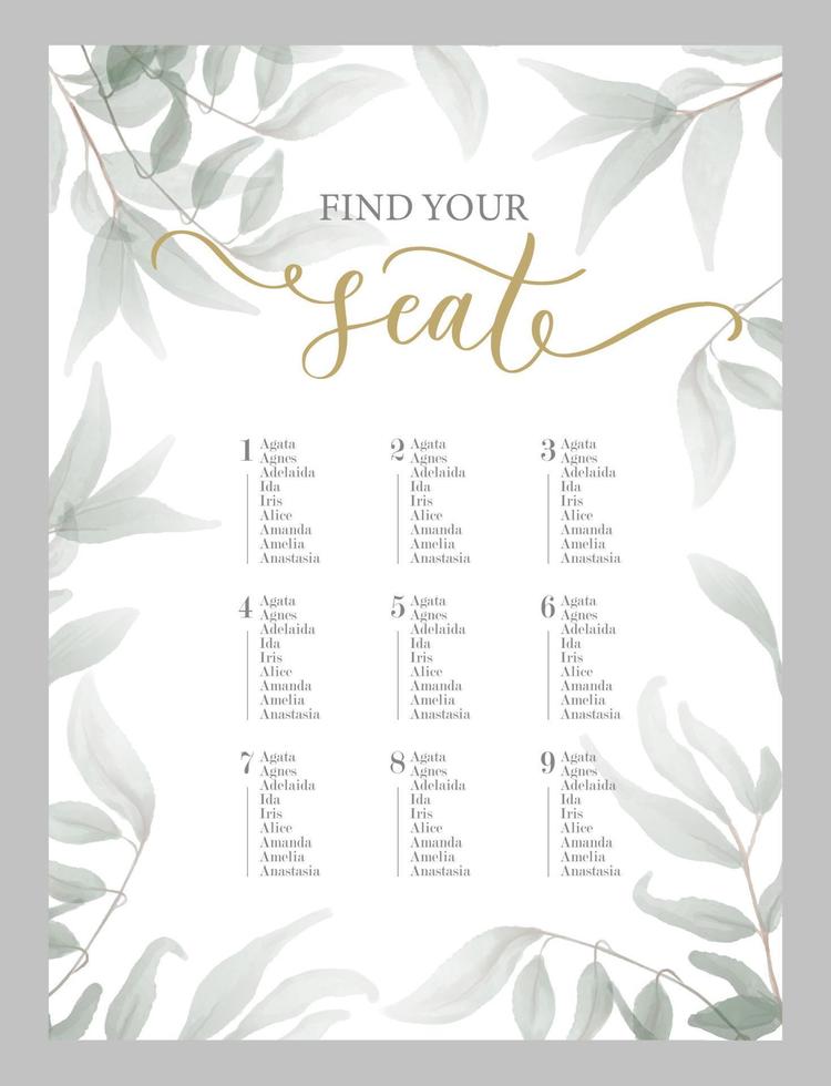 Find your seat - hand drawn modern calligraphy inscription for wedding sign with number. Seating plan for guests with table numbers. vector