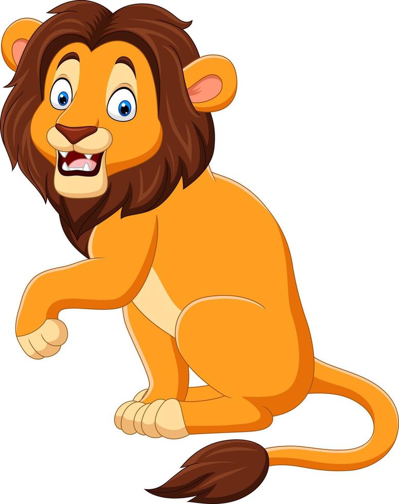 Cartoon happy lion on white background vector