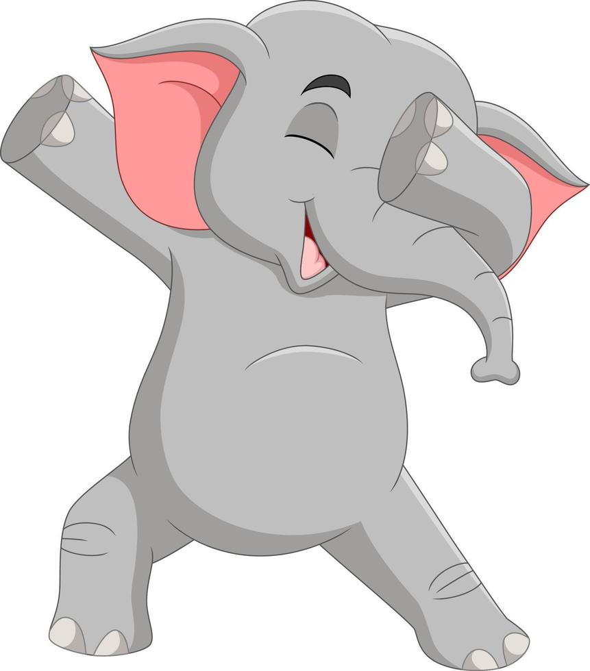 caricatura, divertido, elefante, dabbing, baile vector