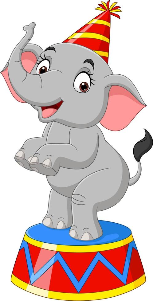 caricatura, divertido, circo, elefante, posición vector