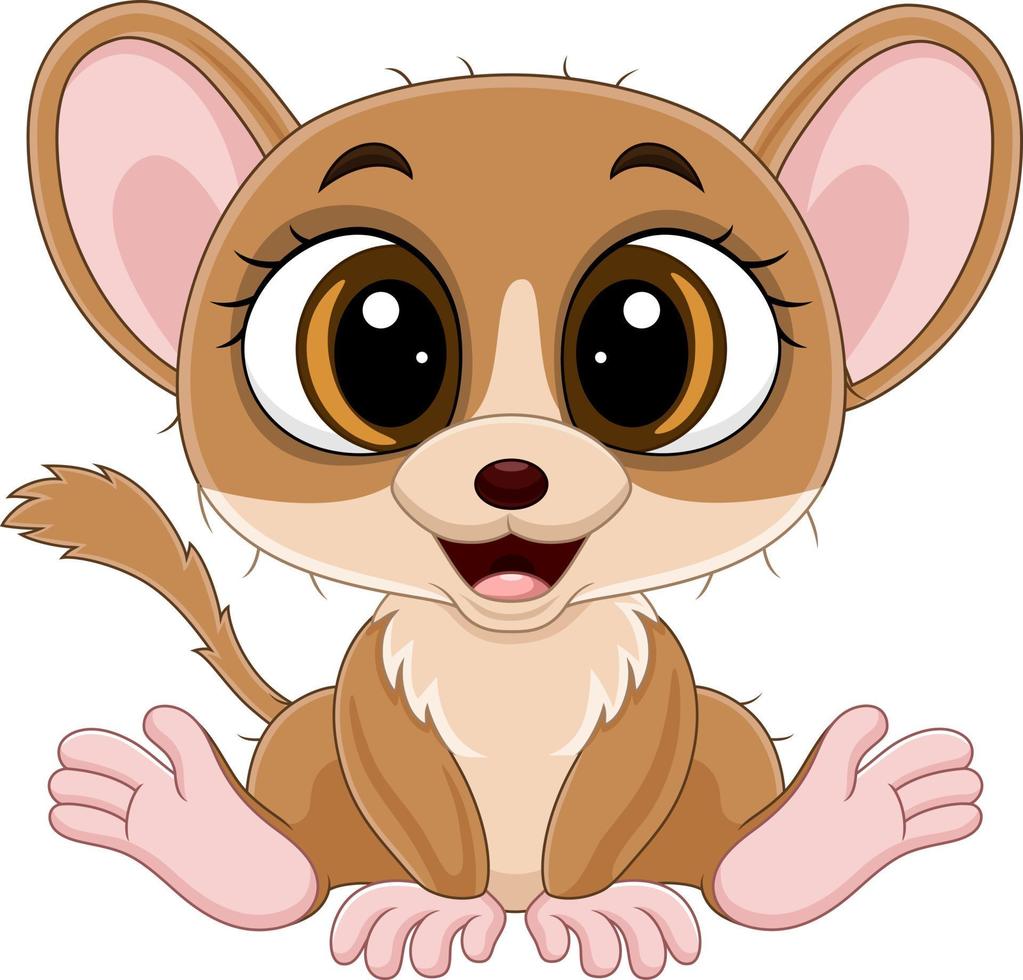 lindo ratoncito lemur dibujos animados sentado vector