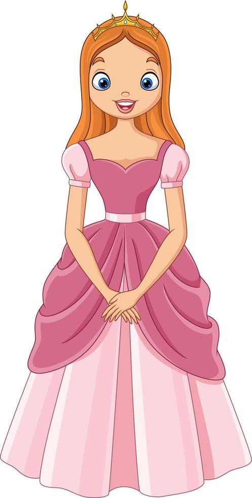 Cartoon beautiful princess in pink dress vector