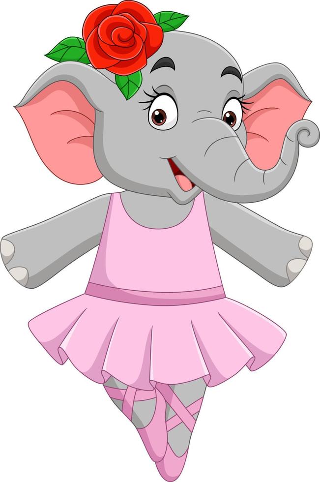 Cartoon funny elephant ballerina in a tutu vector