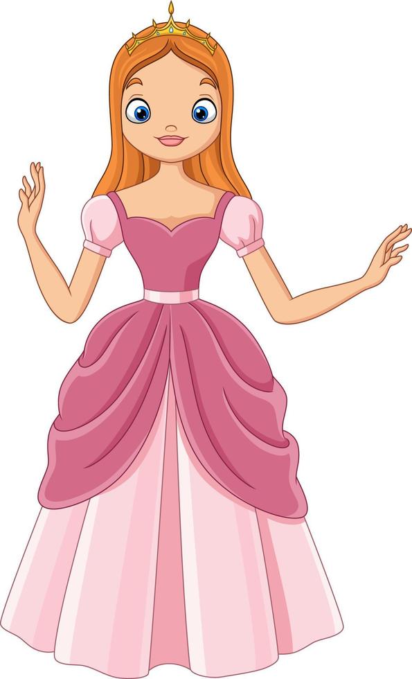 princesa hermosa de dibujos animados en vestido rosa vector