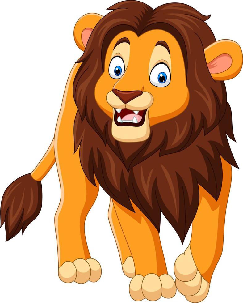 Cartoon happy lion isolated on white background vector