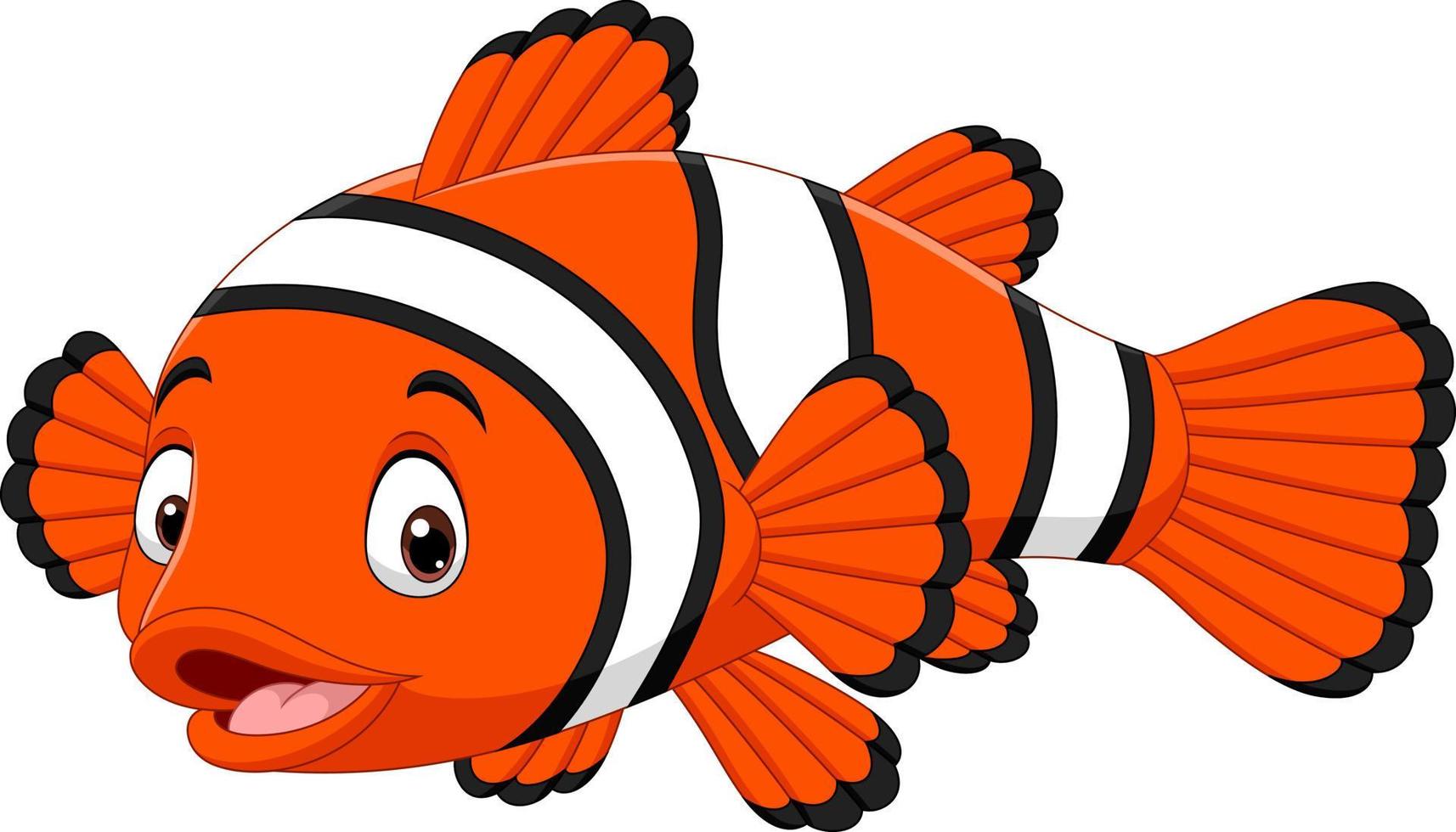 Cute clown fish cartoon on white background vector