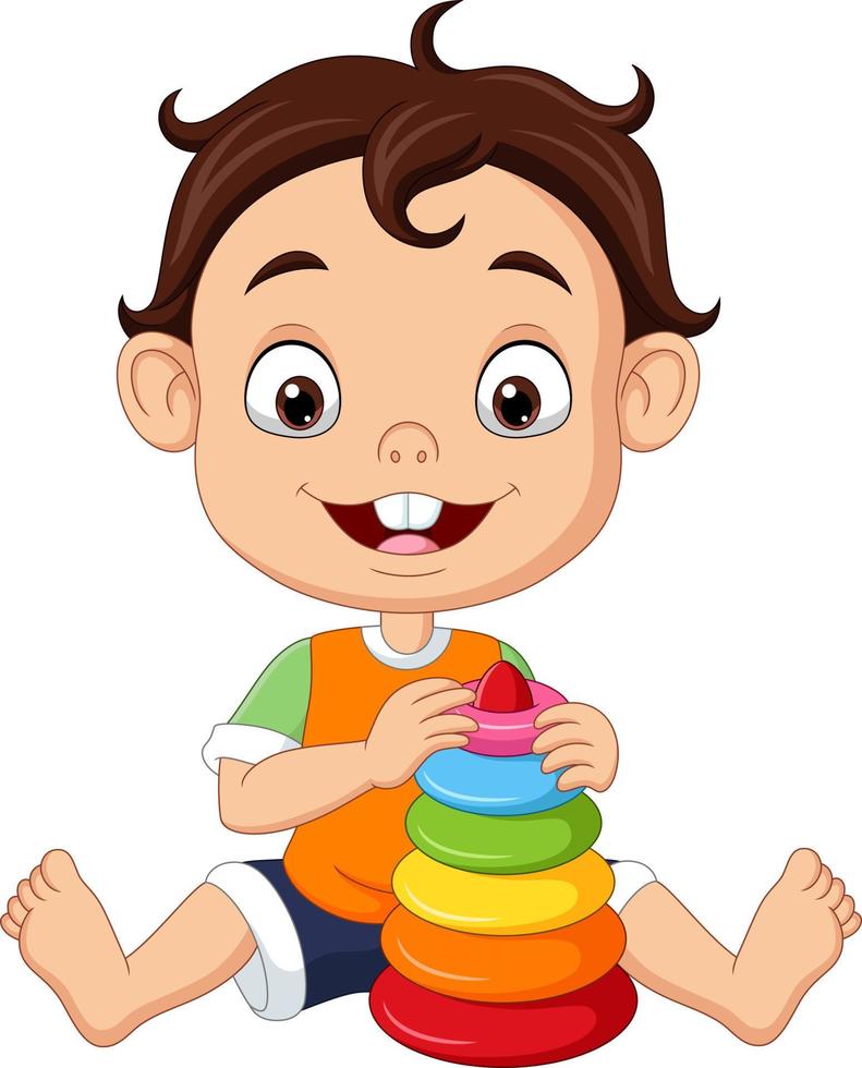 Premium Vector  Child playing with toys