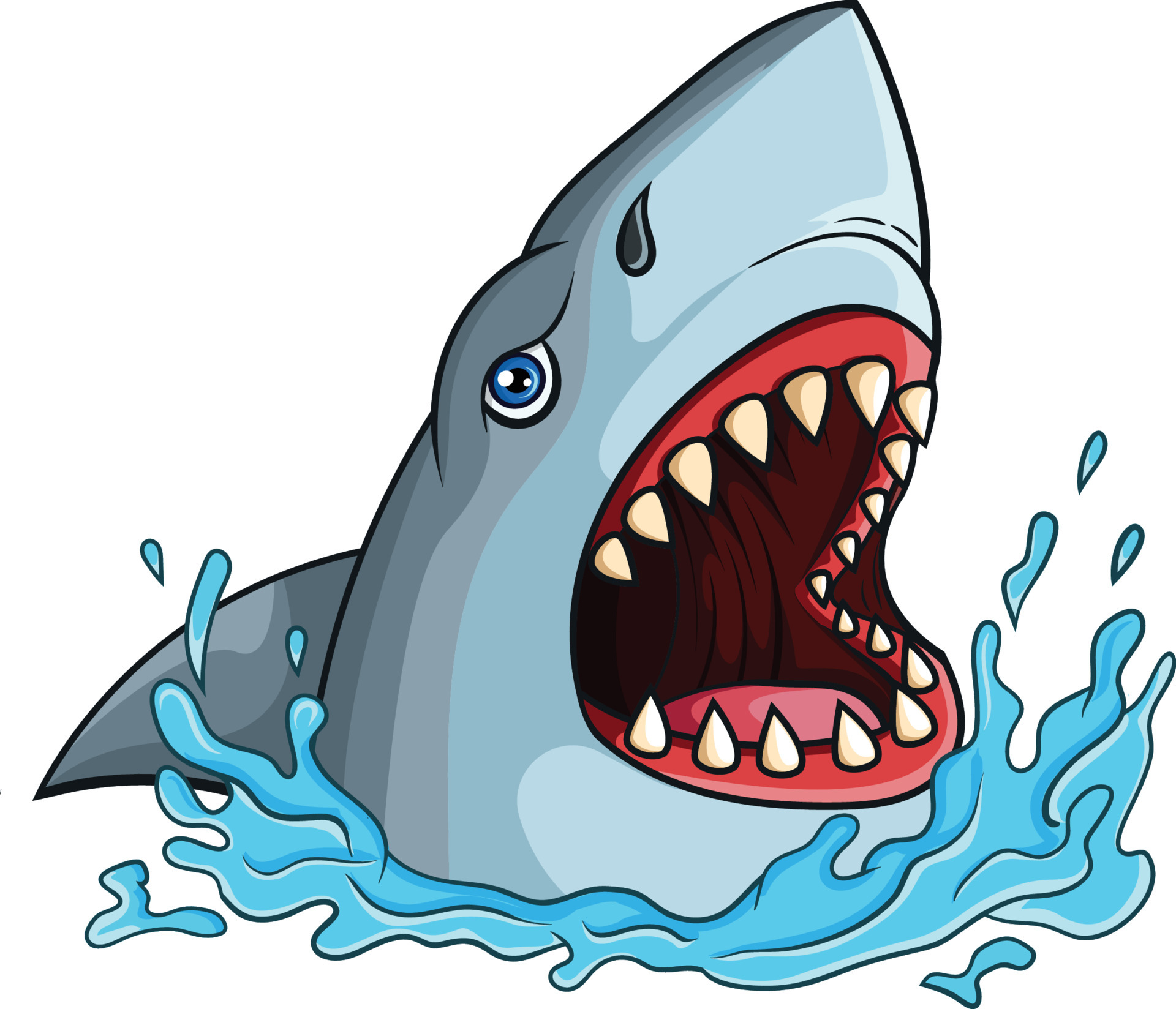 Cartoon shark with open jaws 7098209 Vector Art at Vecteezy