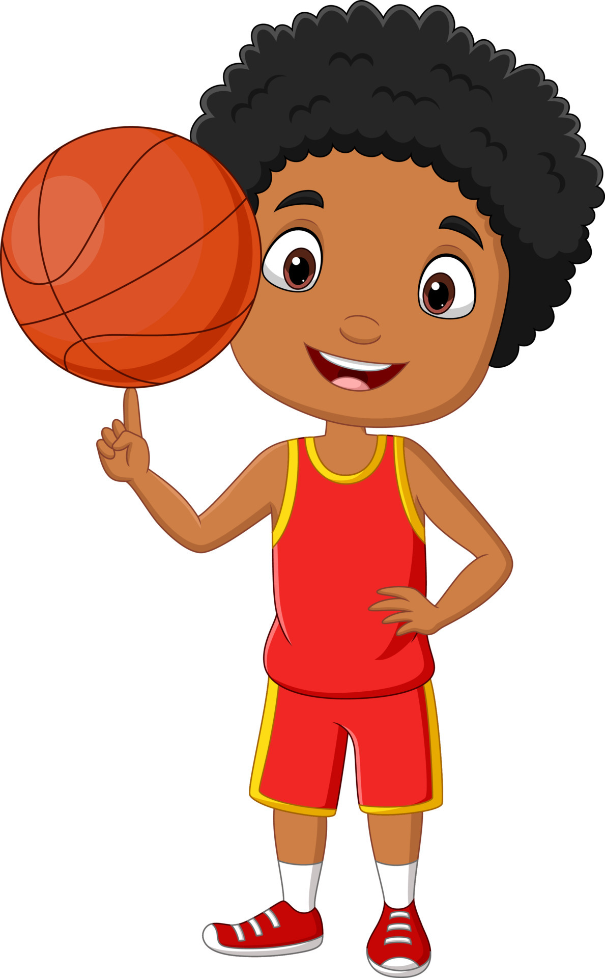 Cartoon African American boy playing basketball 7098219 Vector Art at  Vecteezy