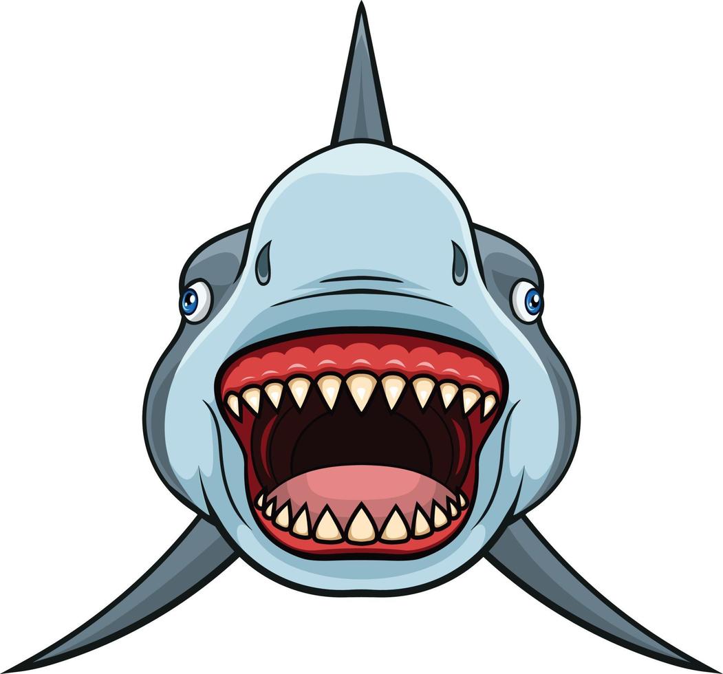 Cartoon shark with opened jaws vector