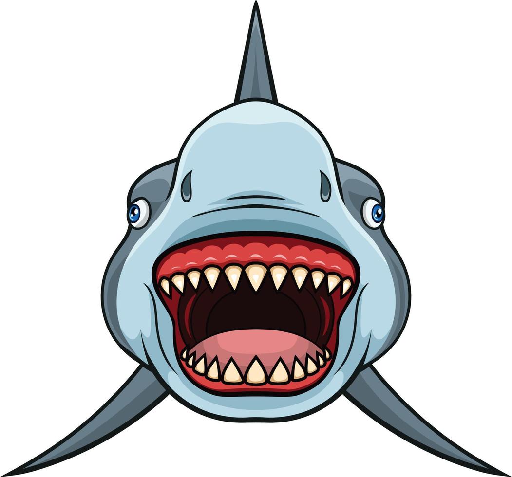 Cartoon shark with opened jaws vector