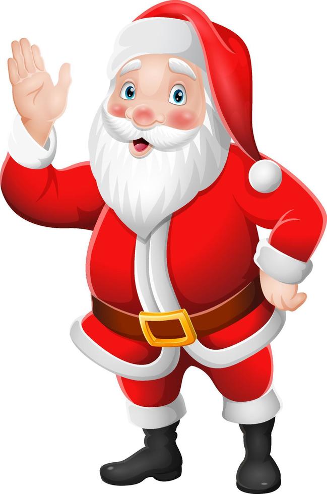 dibujos animados de santa claus agitando la mano vector