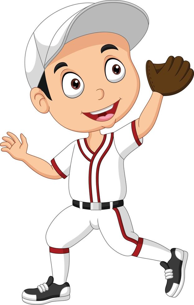 Cartoon little boy playing a baseball vector