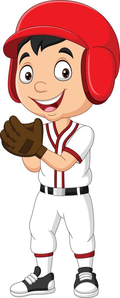 Cartoon little boy playing a baseball vector