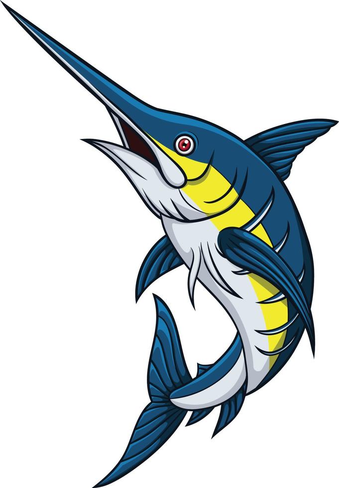 pez marlin de dibujos animados aislado en un fondo blanco vector