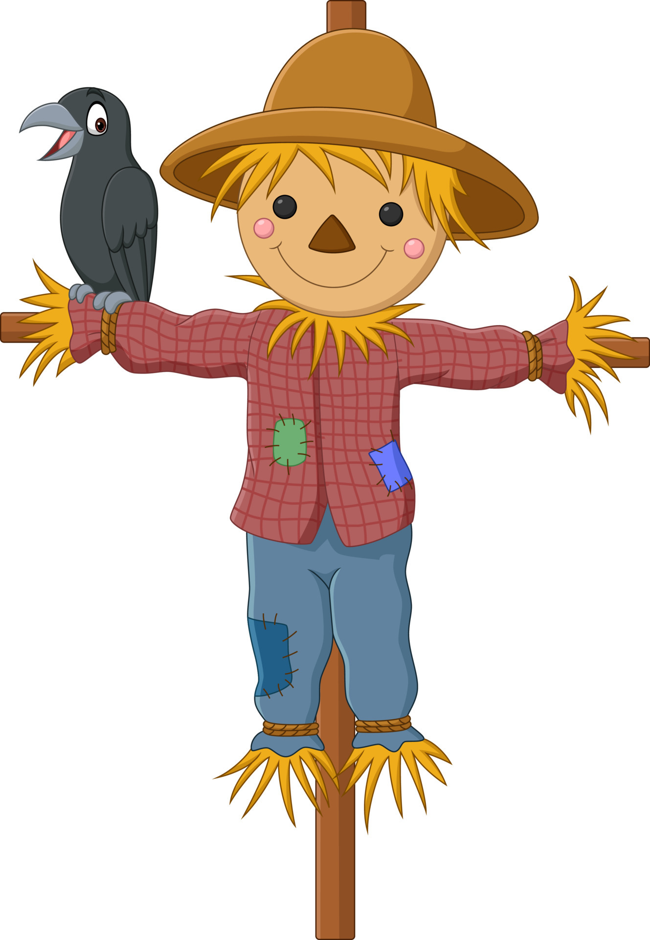 Cartoon funny scarecrow with crow bird 7098277 Vector Art at Vecteezy Cartoon funny scarecrow with crow bird 7098277 Vector Art at Vecteezy