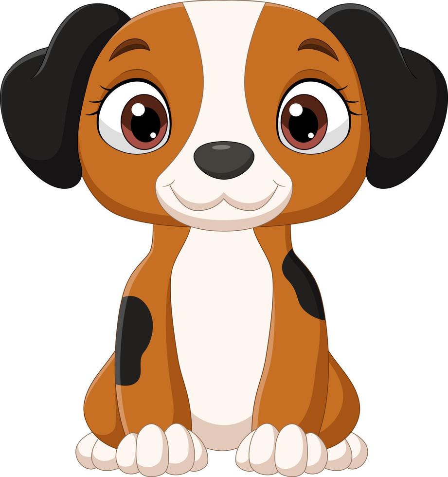 Cartoon funny little dog sitting vector
