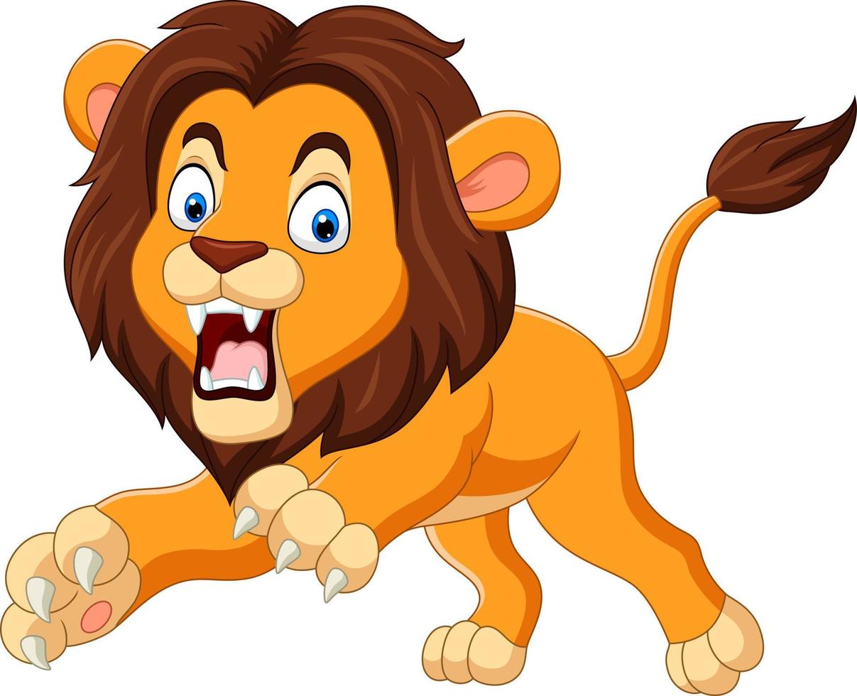 Cartoon lion roaring isolated on white background vector